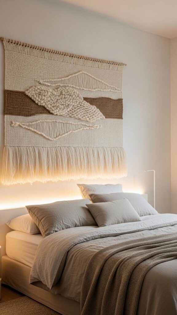 Woven Wall Art or Macramé Panel in Natural Fiber