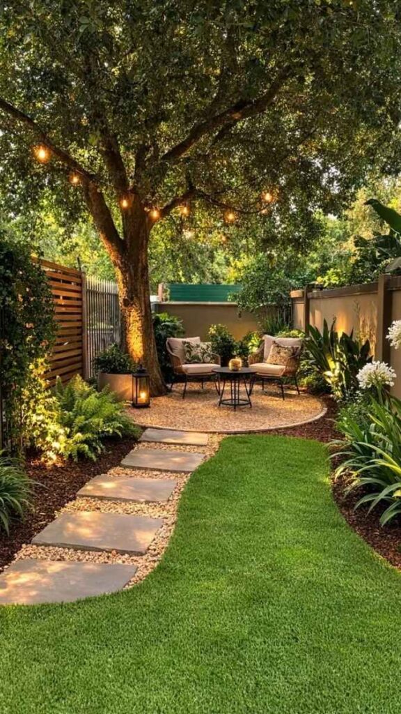 A Balance and Stepping Stone Path Across the Lawn