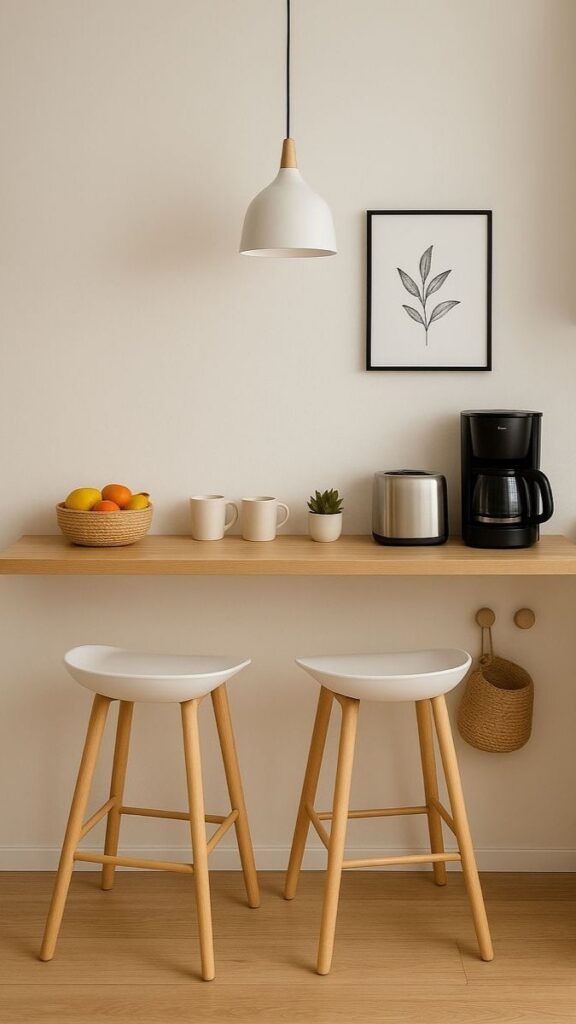 A Floating Table Shelf for Solo Diners in Studio Apartments