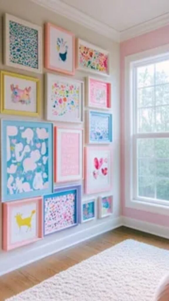 27 Shared Kids Room Ideas for Boy and Girl That Actually Work in Real Homes 12 A Gallery Wall on the Shared Main Wall