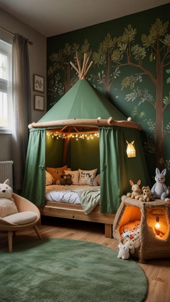 27 Shared Kids Room Ideas for Boy and Girl That Actually Work in Real Homes 10 A Mural or Accent Wall in the Neutral Zone