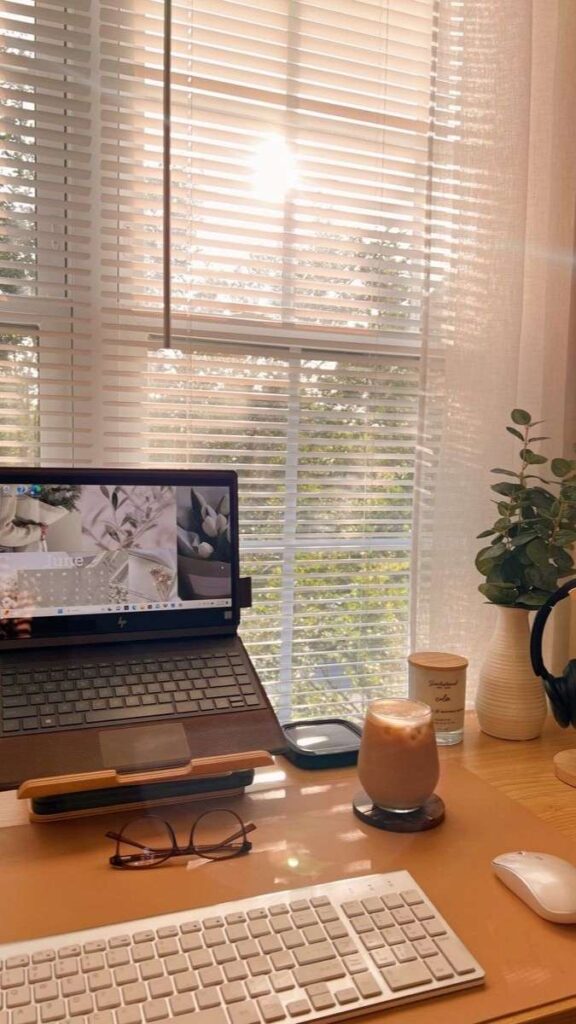 25 Minimalist Desk Setup Ideas That Are Simple, Clean, and Actually Work 14 A Natural Light Desk Setup Positioned for Morning Sun