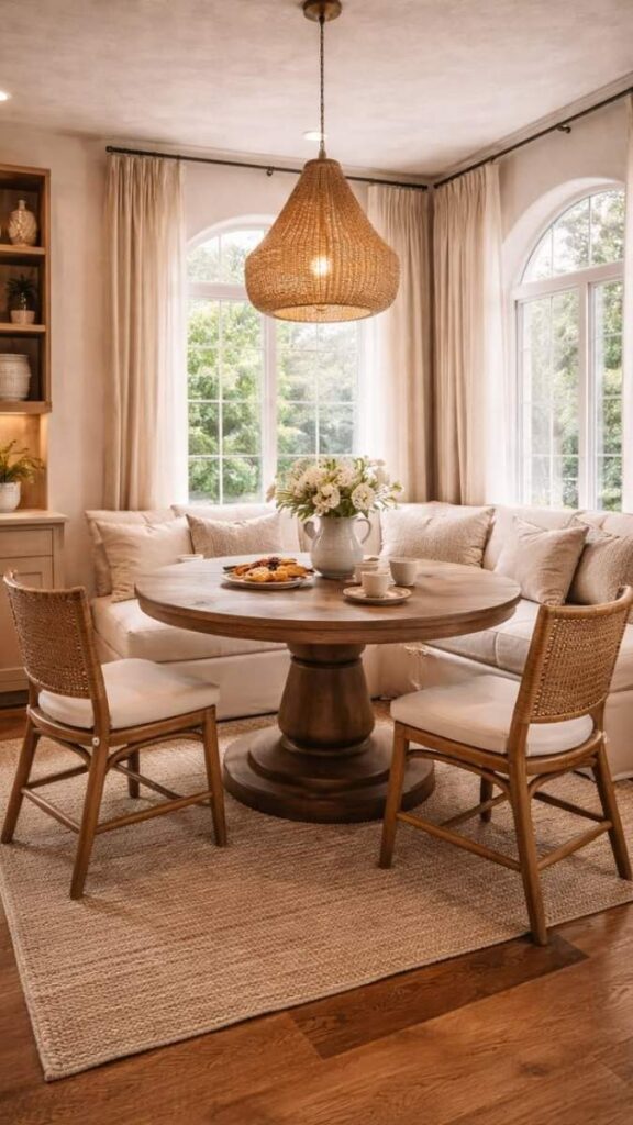 A Round Table Against a Half-Wall