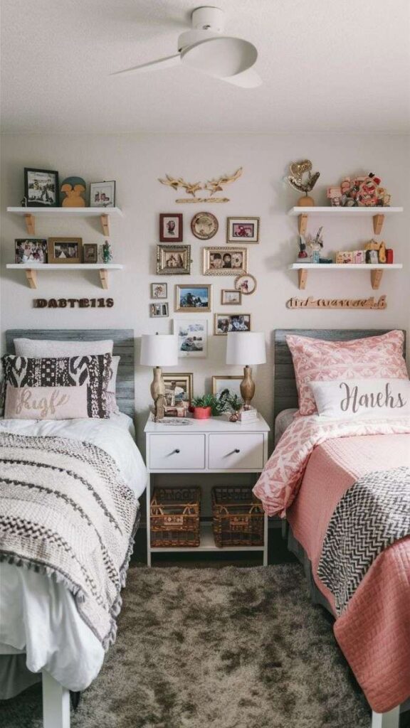 27 Shared Kids Room Ideas for Boy and Girl That Actually Work in Real Homes 15 A Sleep Schedule Wall Chart as Functional Decor