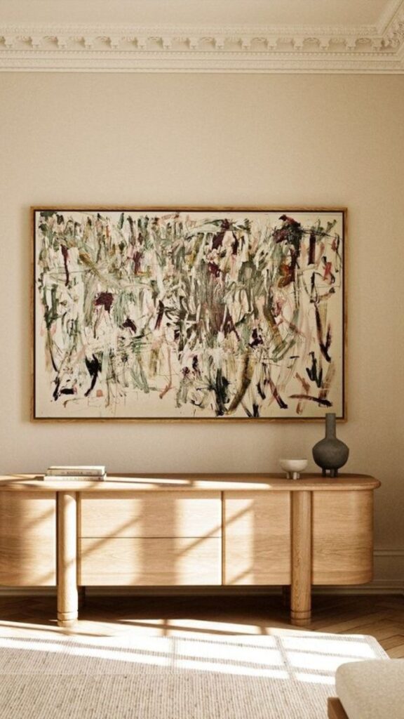A Slim Console + Wall Art Combination as an Integrated Display