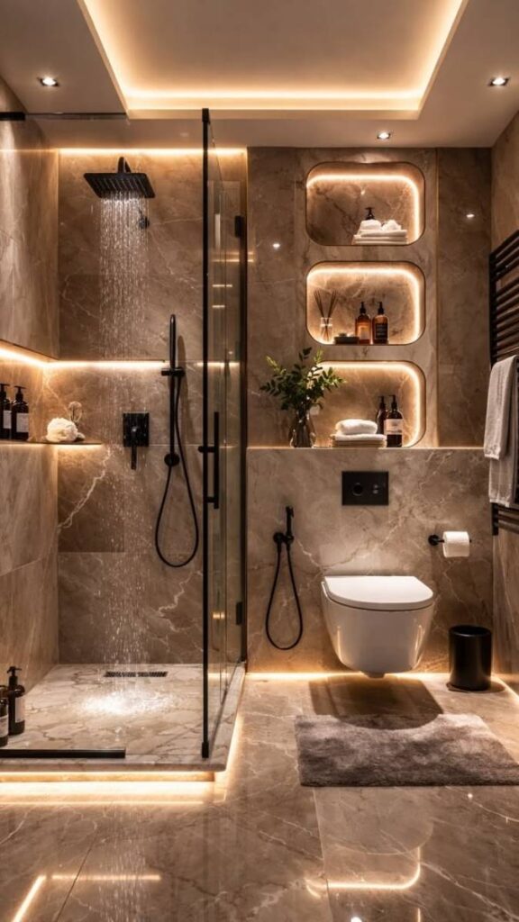 Along Vertical Tile Grout Lines for a Grid Light Effect