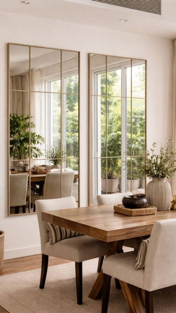 An Oversized Mirror on the Dining Room Wall