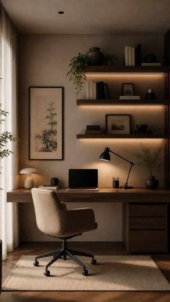 29 Cozy Home Office Decor Ideas That Make Working From Home Feel Like a Real Space 3 Anchor the Desk With a Wool or Jute Rug