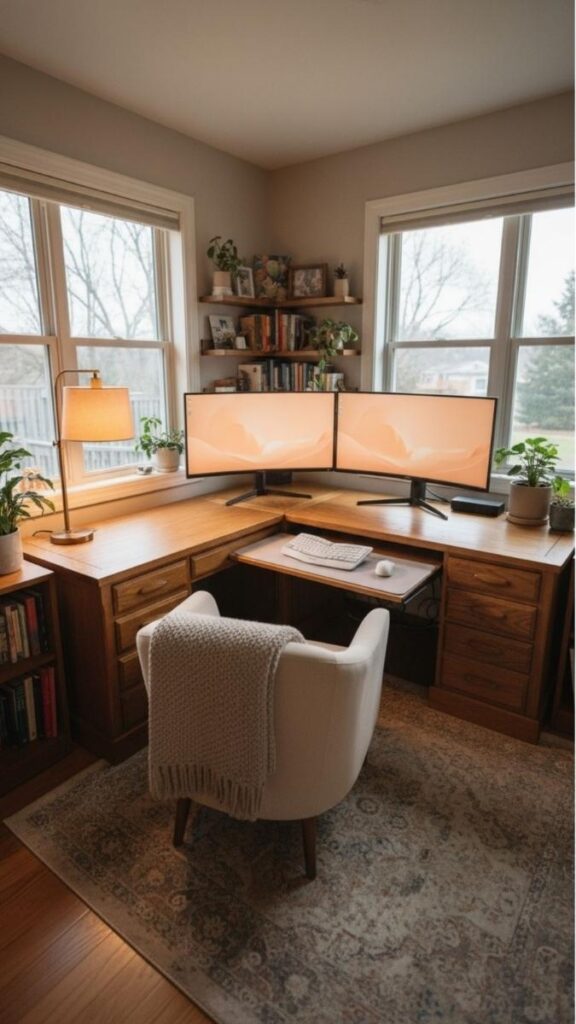 Corner Office With an L-Shaped Desk