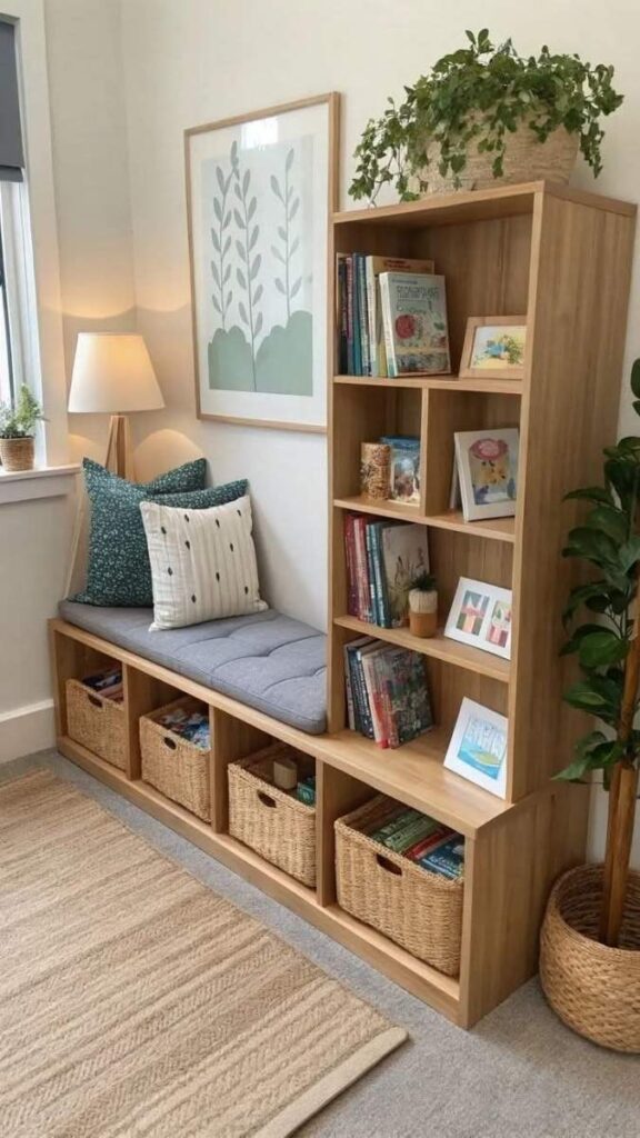 26 Montessori Kids Room Setup Ideas That Actually Work in Real Homes 7 Designated Cleanup Zone With Labeled Baskets