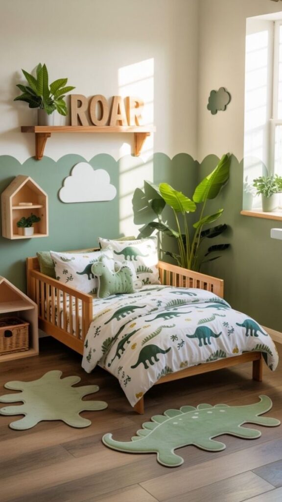 21 Kids Room Decor Themes That Are Actually Fun to Live With (Not Just Look At) 4 Dinosaur Theme With a Modern, Graphic Edge