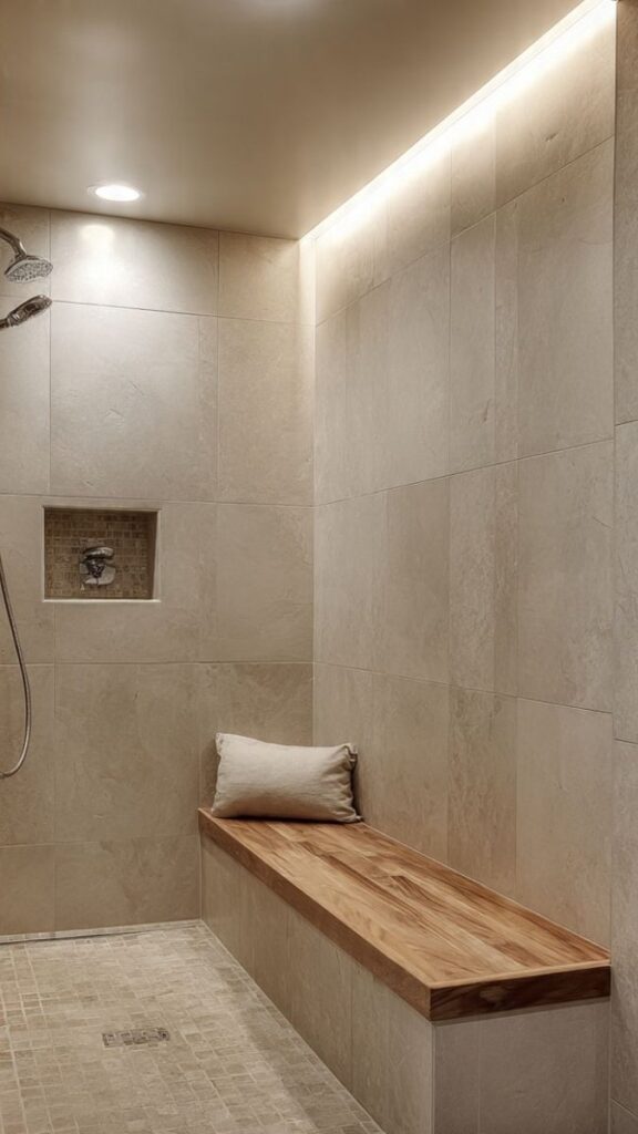 Embedded in Shower Bench or Ledge for Functional Atmosphere