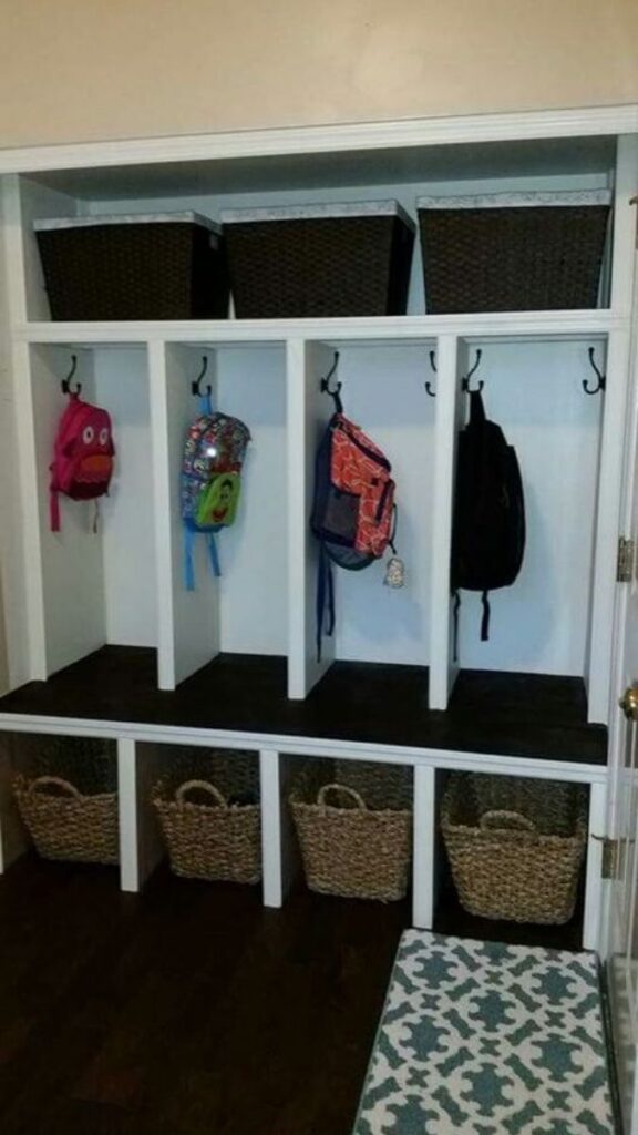 24 Kids Room Storage Ideas That Actually Keep the Chaos Under Control 15 Entryway-Style Drop Zone at the Bedroom Door