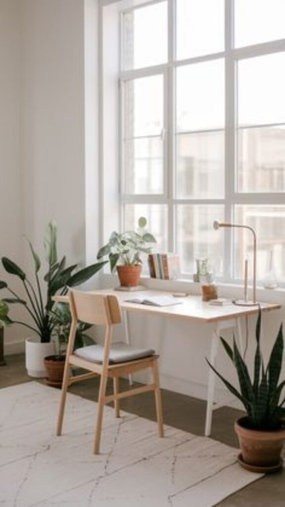 Float a Narrow Desk Against a Window Wall for Natural Front Lighting