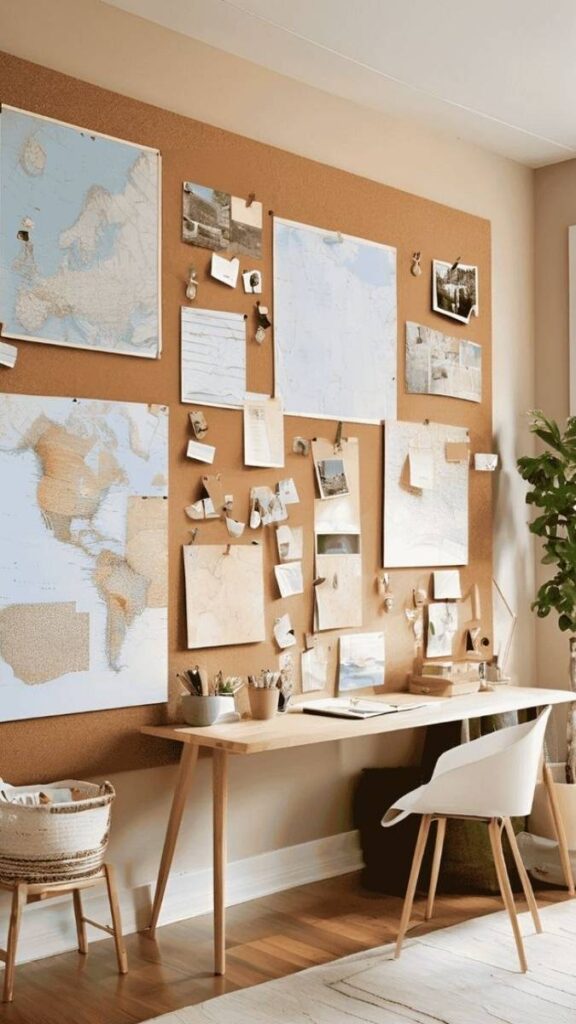 24 Work From Home Setup Ideas That Actually Make You More Productive (Without Buying a Desk) 4 Gallery Wall Plus Corkboard: A Work Background That's Both Functional and Polished