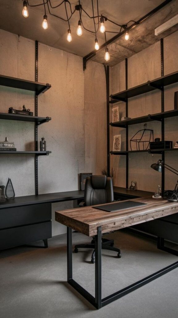 Industrial Modern Office With Metal Accents