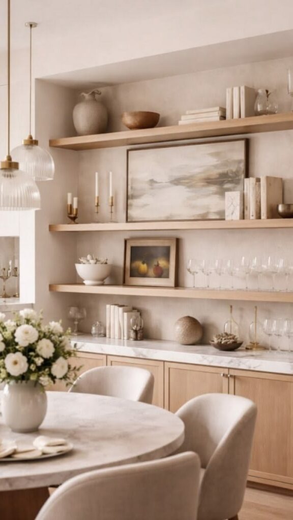 Integrated Shelving or Display Alcoves for Glassware