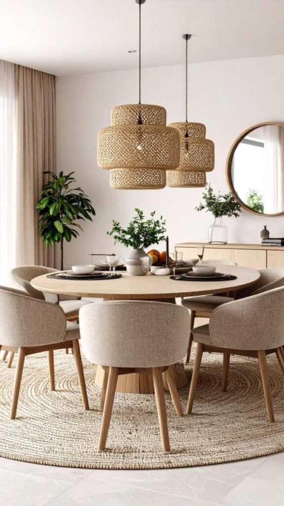 Linen Curtains That Frame the Dining Area Without Boxing It In