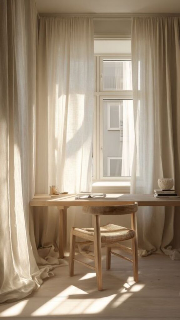 24 Work From Home Setup Ideas That Actually Make You More Productive (Without Buying a Desk) 9 Linen or Fabric Room Divider: Creating Visual Privacy in an Open-Plan Space