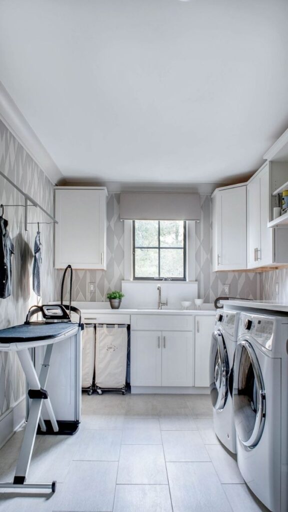 25 Laundry Room Makeover Ideas on a Budget That Actually Look Good 15 Mirror a Wall to Make a Narrow Space Feel Wider