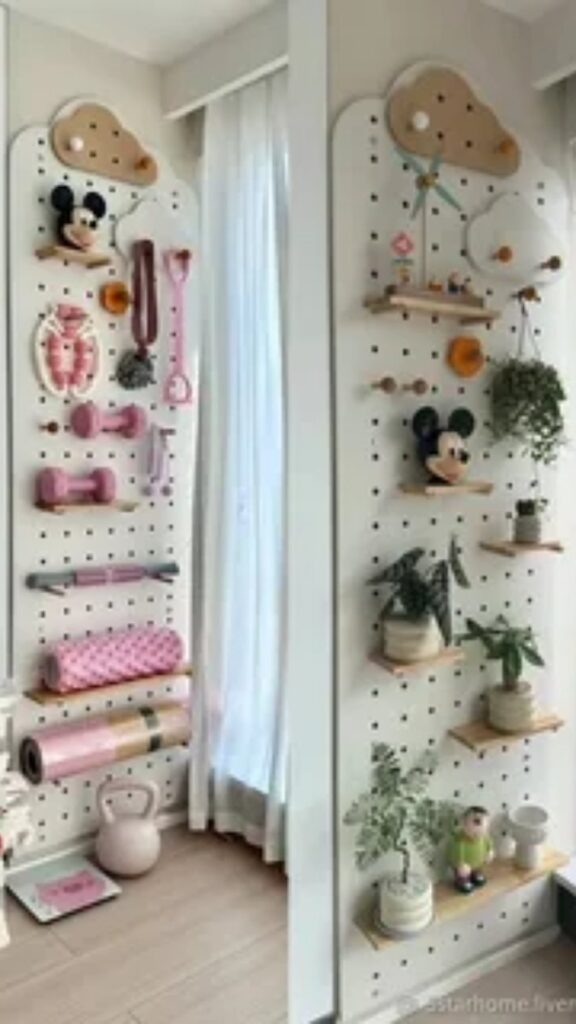 Pegboard Wall for Toy and Supply Organization