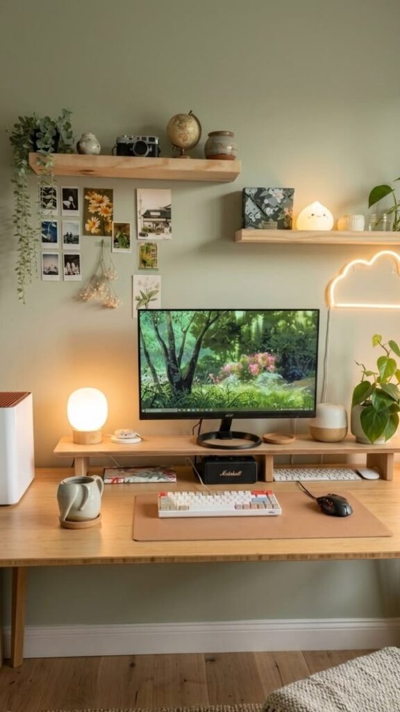 24 Work From Home Setup Ideas That Actually Make You More Productive (Without Buying a Desk) 14 Plant Wall Shelf Above Desk: Bringing Biophilic Design Into a Work Setup Without Losing Space