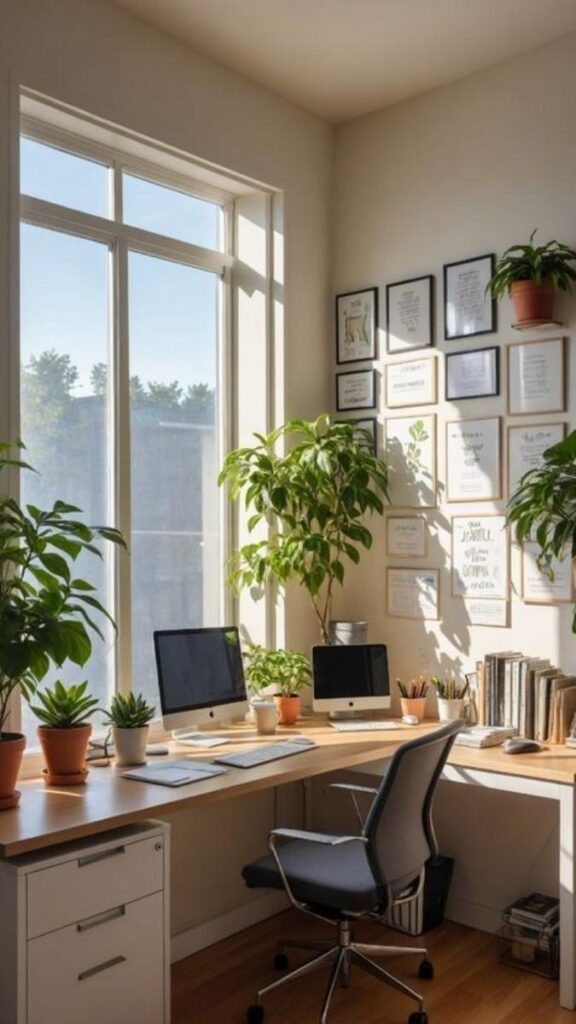 29 Cozy Home Office Decor Ideas That Make Working From Home Feel Like a Real Space 13 Position Seating So You're Not Facing the Door Directly