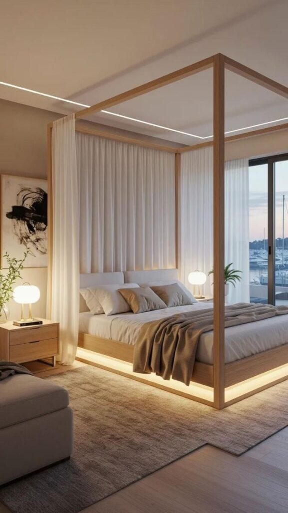 26 Montessori Kids Room Setup Ideas That Actually Work in Real Homes 9 Sleep Zone Visually Separated With a Canopy or Sheer Curtain