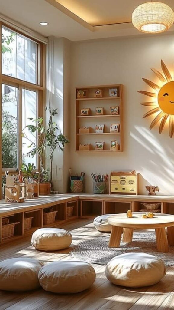 26 Montessori Kids Room Setup Ideas That Actually Work in Real Homes 14 Soft Building Area With Foam Blocks on a Defined Mat
