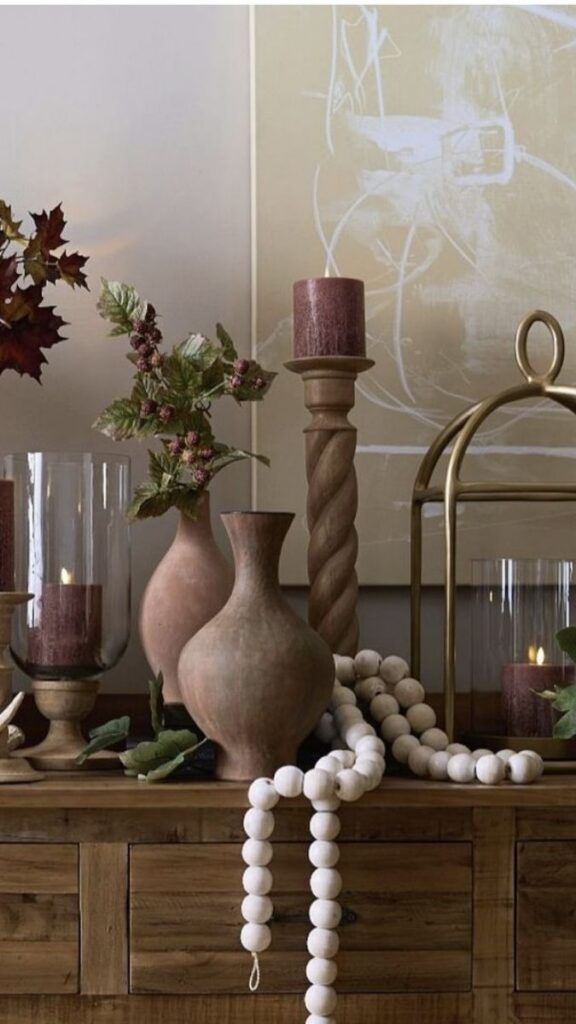 Stacked Cookbooks as Décor on the Dining Credenza