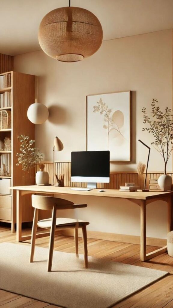 The Japandi-Inspired Office With Low Furniture and Warm Wood