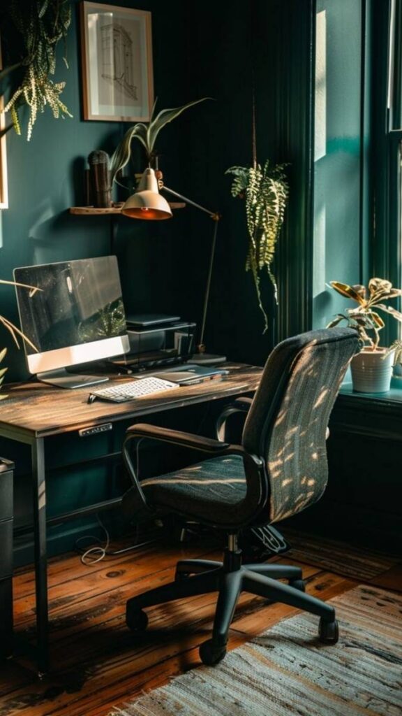 27 Aesthetic Home Office Ideas That Actually Work in Real Spaces 9 The Jewel-Tone Office
