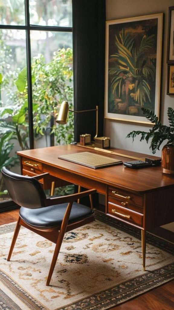 The Mid-Century Modern Office With Tapered Legs and Vintage Accents