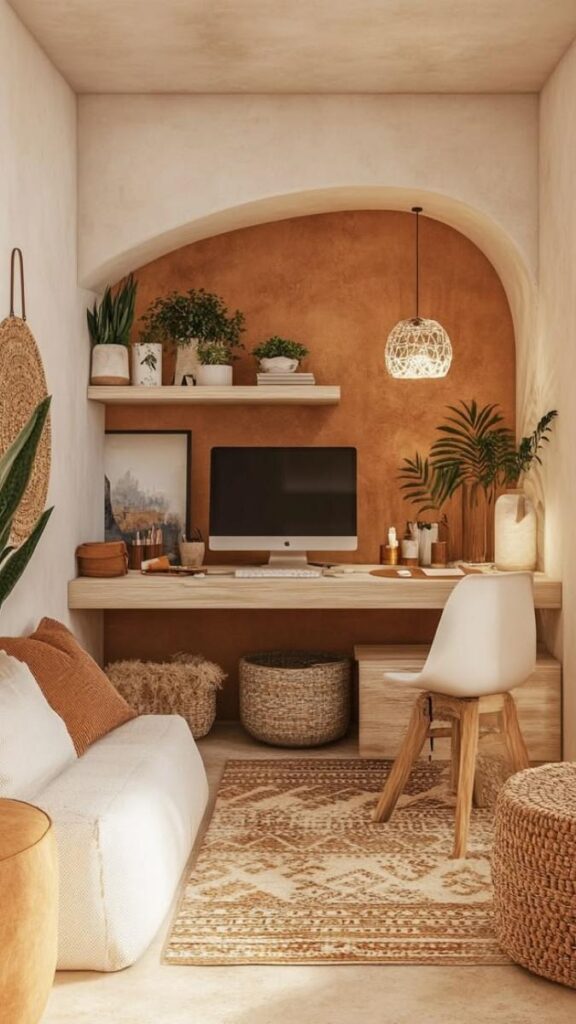 The Natural Rattan and Linen Maximalist Desk Corner