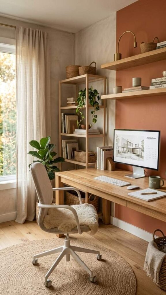 The Warm-Toned Palette Office With Terracotta and Beige