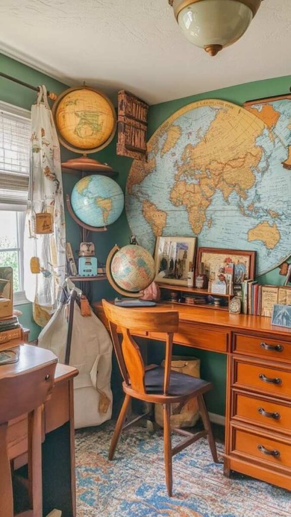 21 Kids Room Decor Themes That Are Actually Fun to Live With (Not Just Look At) 9 Travel and World Explorer Theme With Maps and Flags