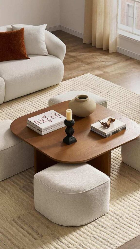 Two-Seater Dining Table at the Edge of a Living Room
