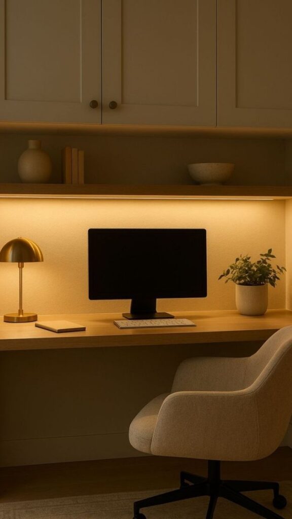 21 Desk Lighting Ideas That Actually Improve Your Productivity (Without Wrecking the Vibe) 8 Under-Cabinet LED Puck Lights for Built-In Desk Units