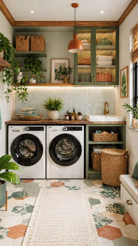25 Laundry Room Makeover Ideas on a Budget That Actually Look Good 10 Use a Painted Accent Color on the Door or Trim to Add Depth