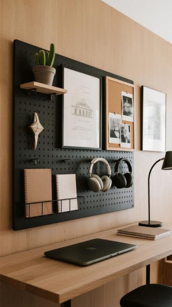 Use a Pegboard for Desk Organization Without Shelving