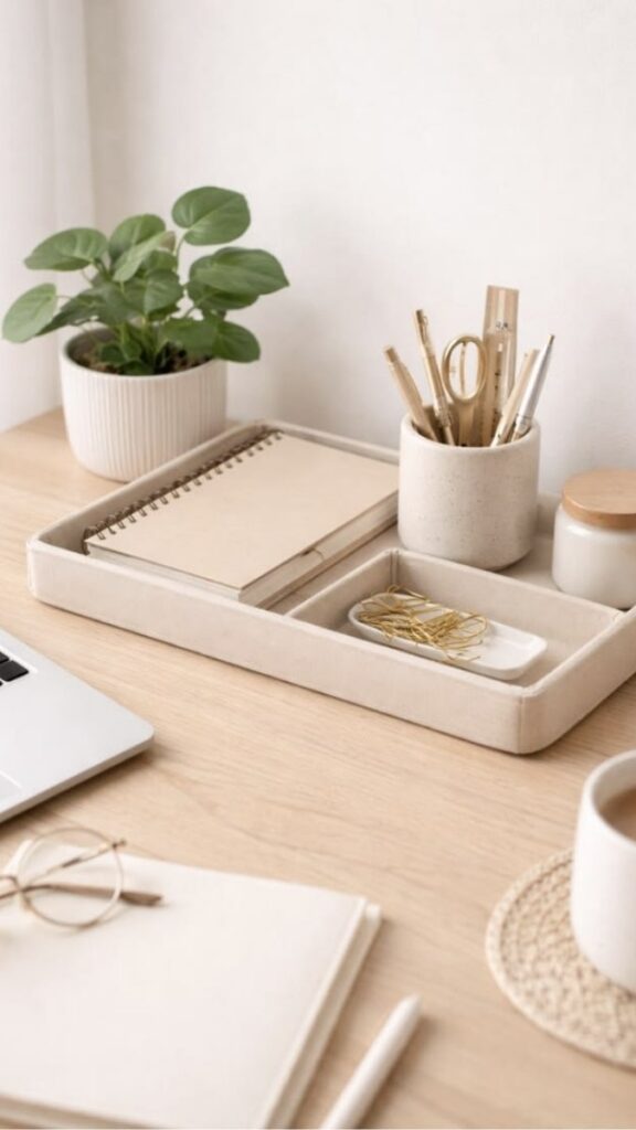 Use a Tray on Your Desk as a Contained Zone for Small Accessories