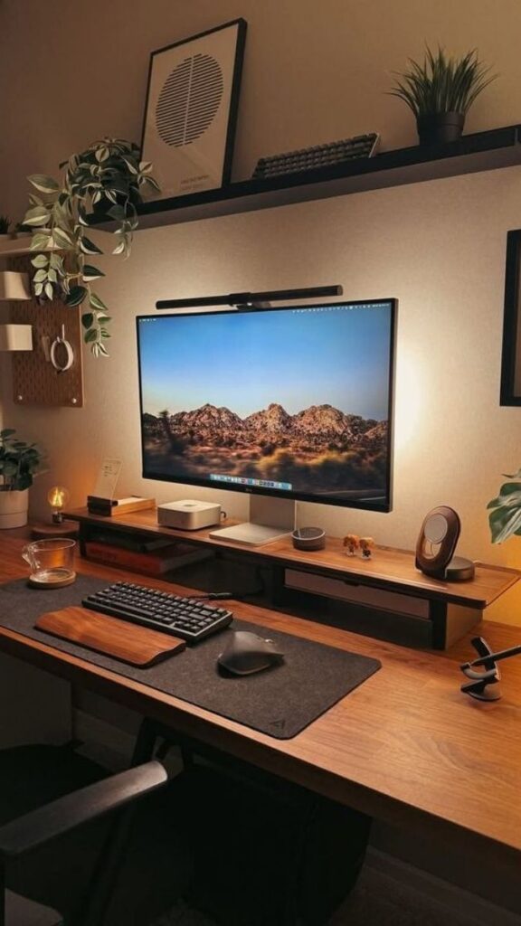 24 Work From Home Setup Ideas That Actually Make You More Productive (Without Buying a Desk) 8 Warm Lighting Layer: Separating Your Home Office Atmosphere From Your Living Room
