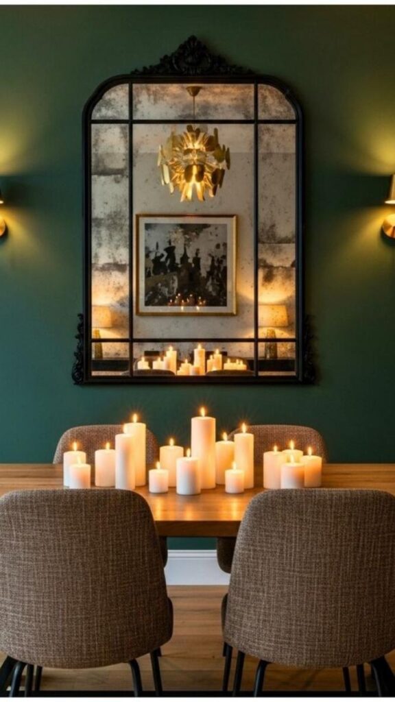 Warm-Toned Mirrors to Double the Candlelight