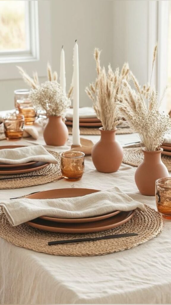 Wicker Chargers and Linen Napkins as Everyday Tablescape