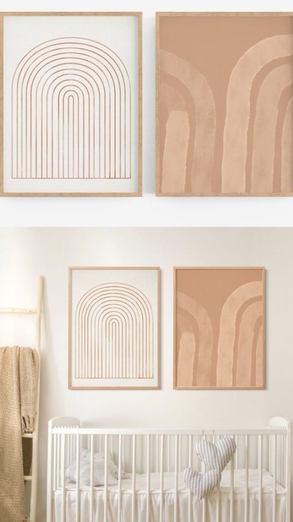 27 Best Minimalist Nursery Decor Ideas That Make Small Baby Rooms Feel Calm and Complete 6 A Single Framed Art Print Oversized, Not a Gallery Wall