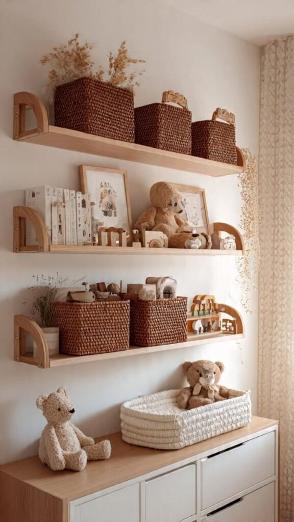 A Soft Neutral Mobile Shelf for Books and Small Toys