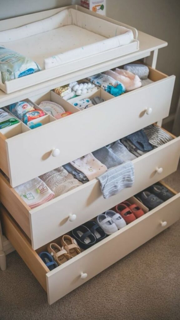 27 Best Minimalist Nursery Decor Ideas That Make Small Baby Rooms Feel Calm and Complete 9 Drawer Organizers Inside the Dresser, Not on Top of It