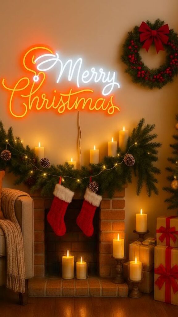 Christmas Wall Decor 35 Festive Christmas Wall Decoration Ideas for Every Room 11 LED Merry Christmas Wall Signs