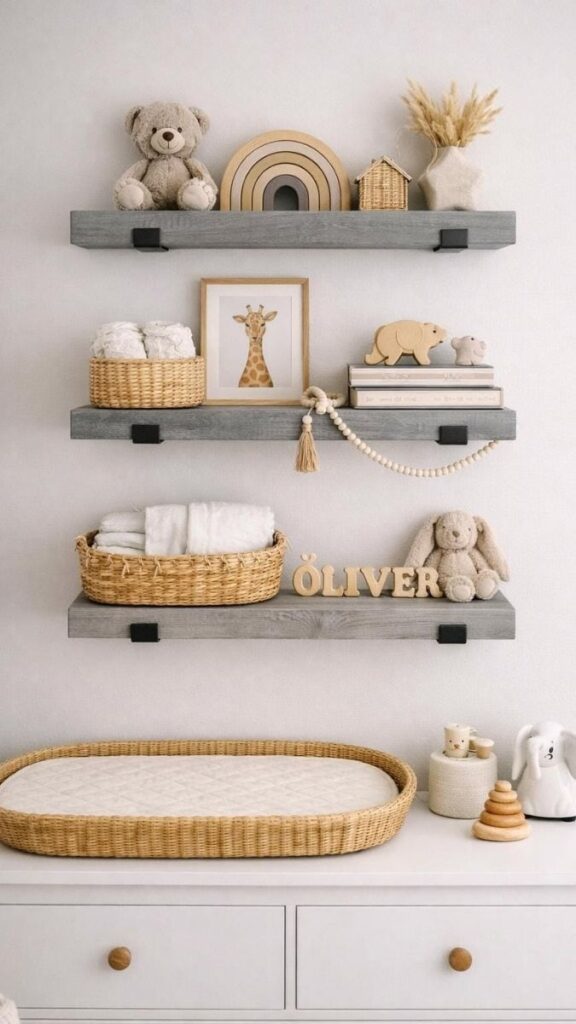 Mount a Simple Wooden Shelf at Picture Rail Height for Decor
