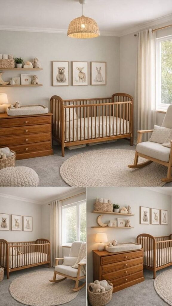 Natural Wood Furniture Against Soft Greige Walls